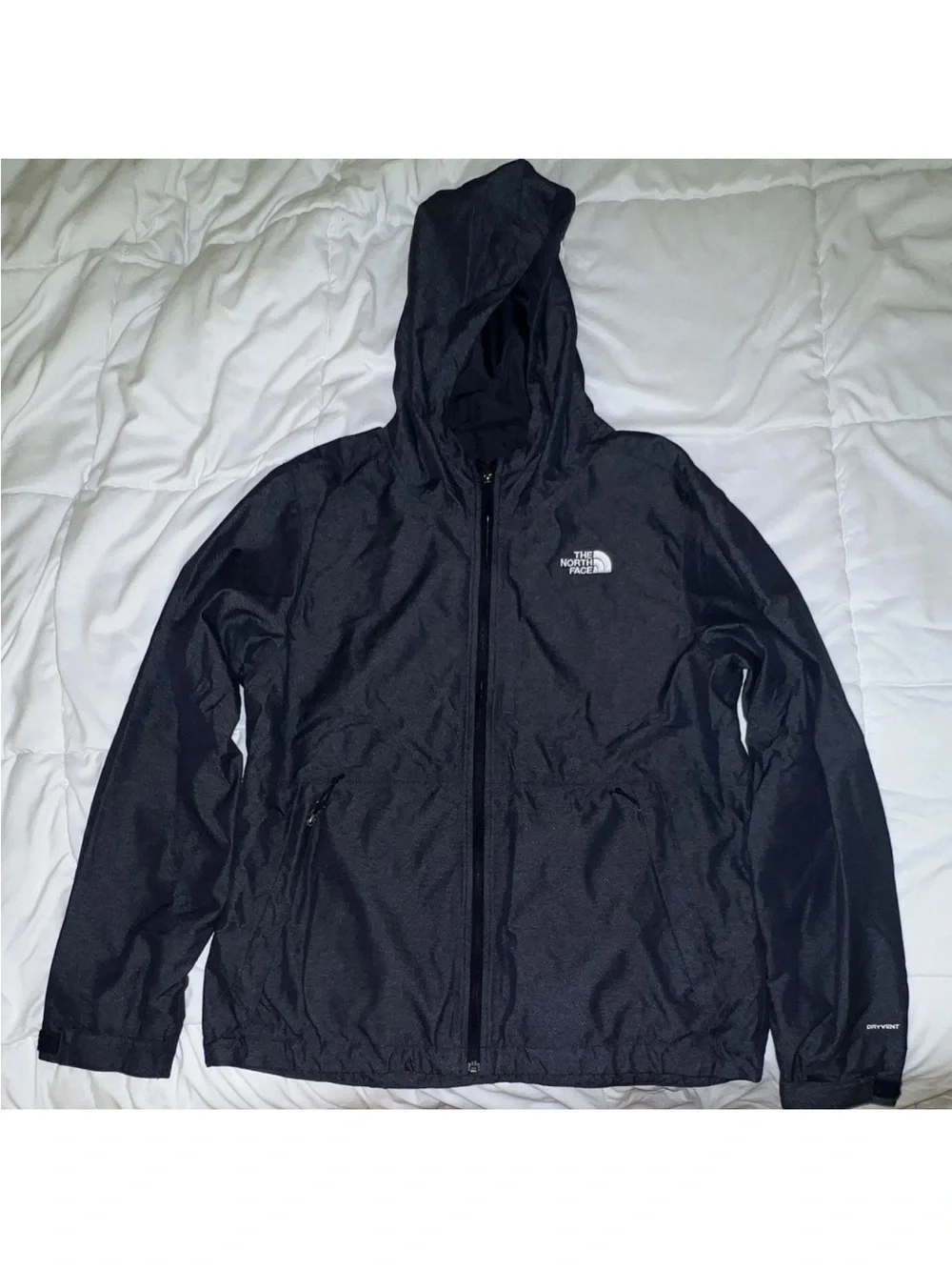 The North Face Men’s Navy Dryvent Rain Jacket Full Zip Hooded Size L